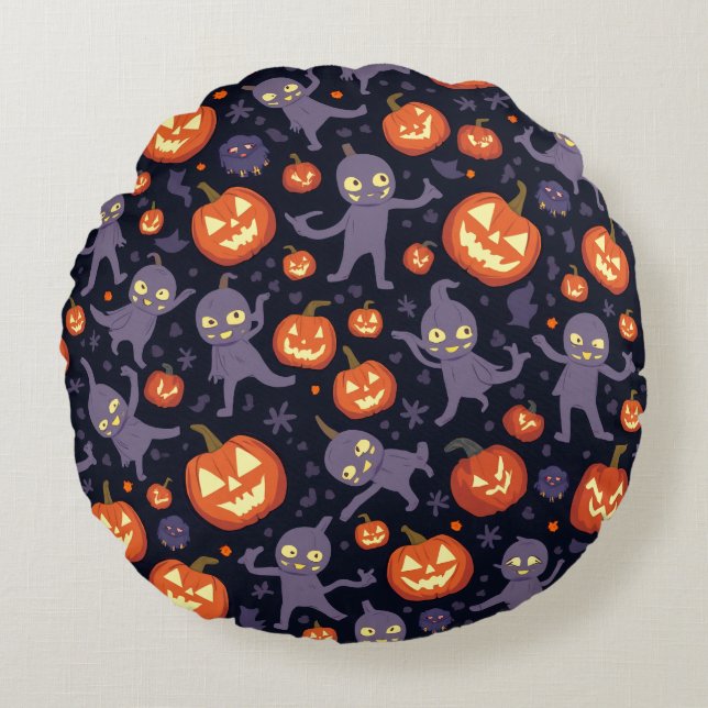 Halloween mönster cushion rund kudde (Framsidan)