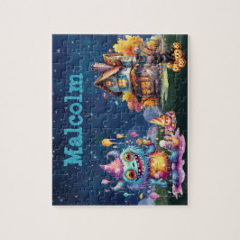 Halloween Monster Custom Child Name Puzzle Pussel