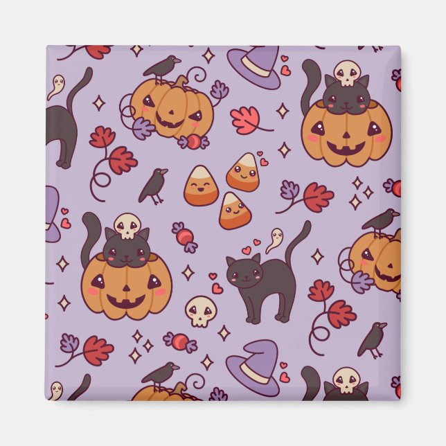 Halloween mönster dekoration kaffe mugg magnet (Framsidan)