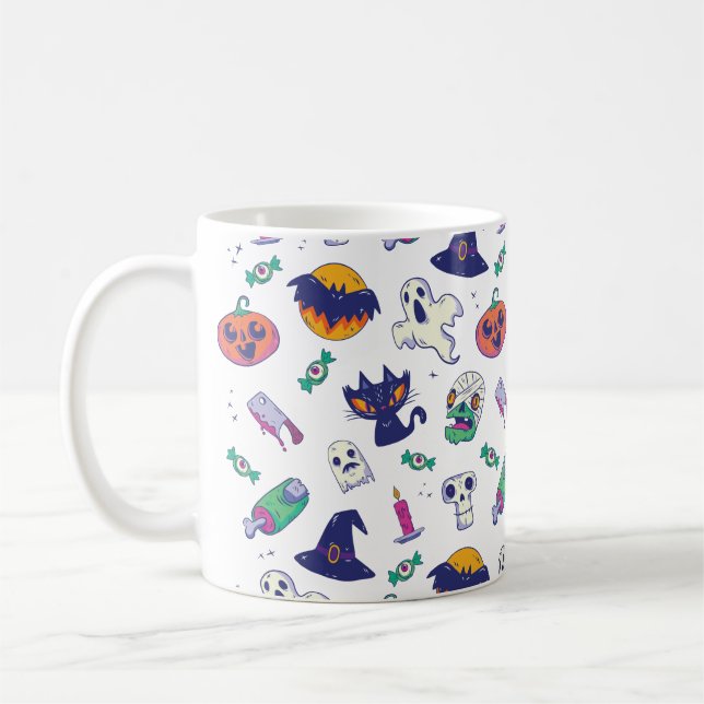 Halloween mönster dekoration kaffemugg (Vänster)