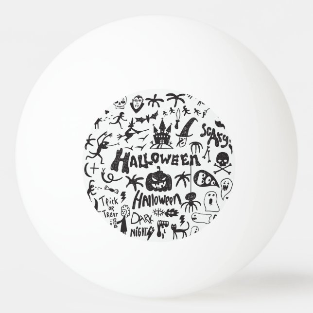 Halloween Monster Doodles Roligt Pingisboll (Framsidan)