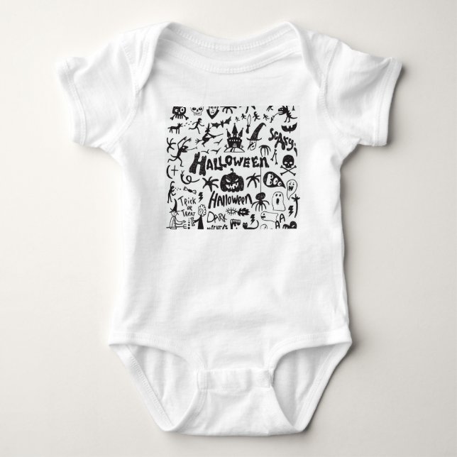 Halloween Monster Doodles Roligt T Shirt (Framsida)