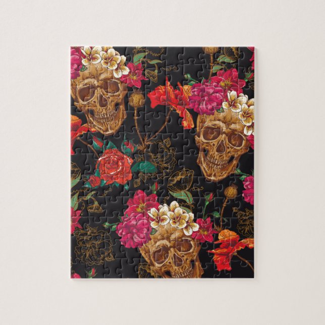 Halloween mönster, döskallar, ro, gotiskt som är pussel (Vertikal)