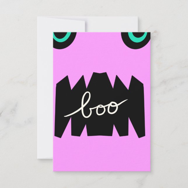 Halloween Monster Enorma Tänder Boo Kort (Framsida)