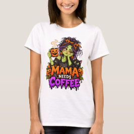 Halloween Monster Familj – Mamma Monster Kaffe T Shirt