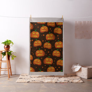 Halloween-mönster för pumpahuvud. tyg
