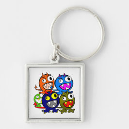 Halloween Monster Friends Fyrkantig Silverfärgad Nyckelring