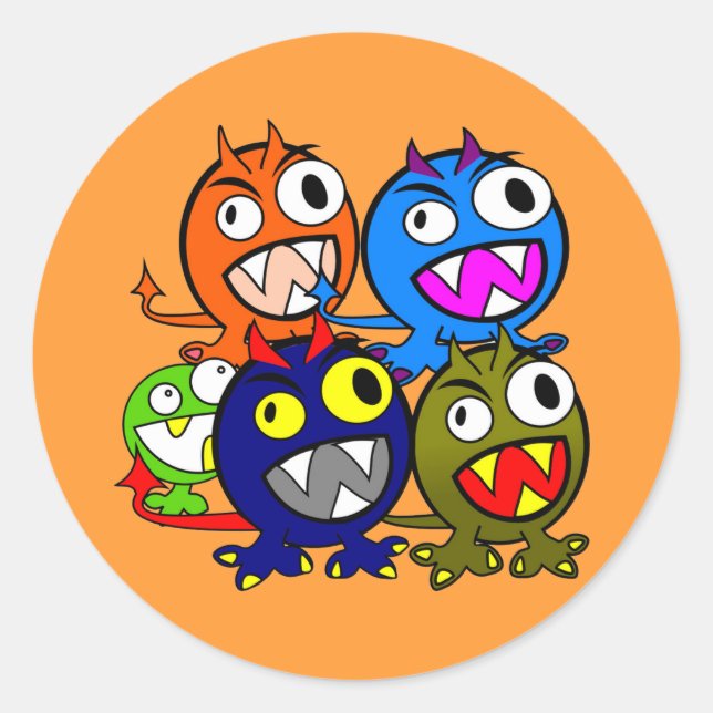 Halloween Monster Friends Runt Klistermärke (Framsida)