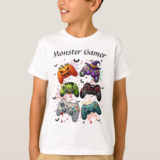 Halloween Monster Gamer T Shirt (Framsida)