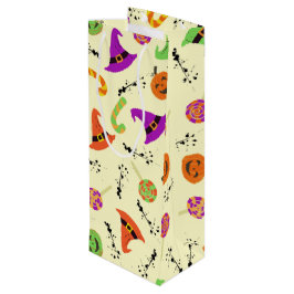 Halloween Mönster Gult Background Vin Gift Bag