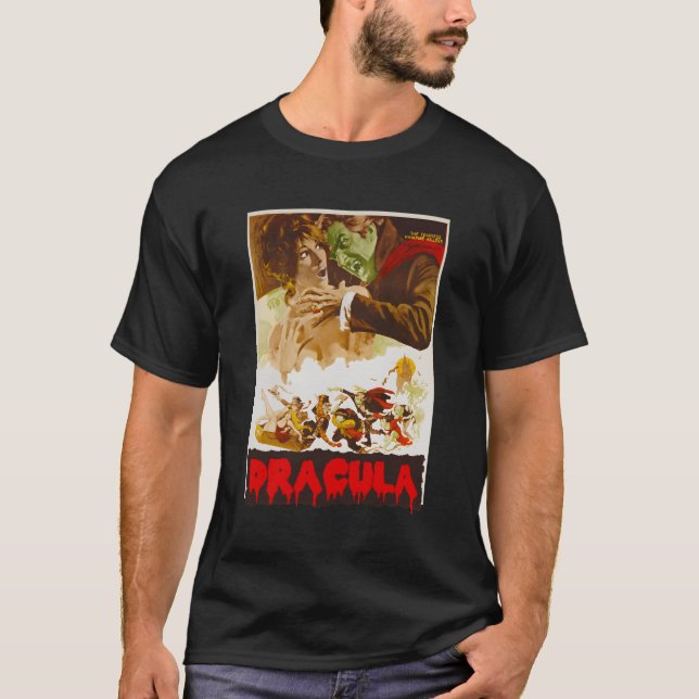 Halloween Monster Horror Movie Vampire Dracula T Shirt (Framsida)