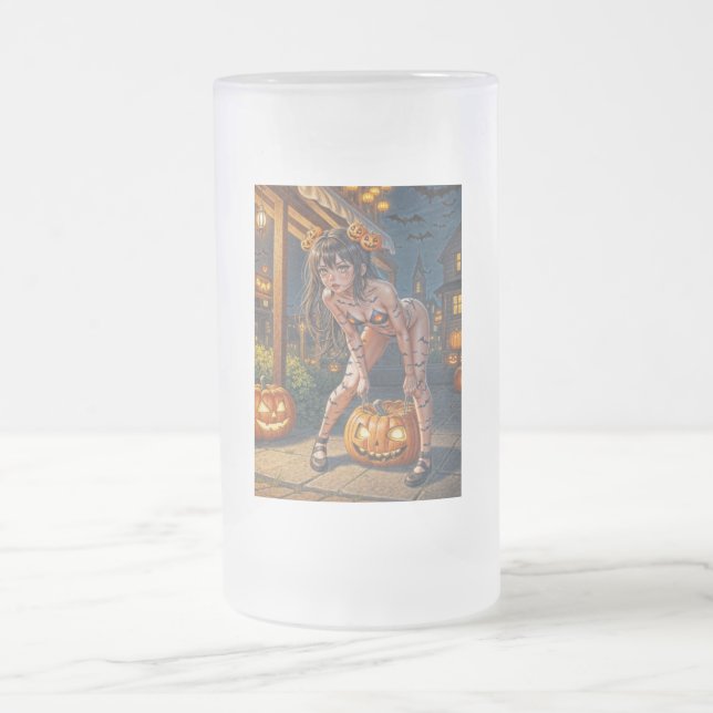 Halloween-monster Jack-o-Lantern & fladdermus-tjej Frostat Ölglas (Center)