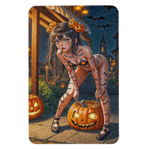 Halloween-monster Jack-o-Lantern & fladdermus-tjej Magnet