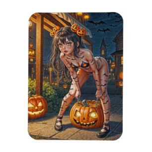 Halloween-monster Jack-o-Lantern & fladdermus-tjej Magnet