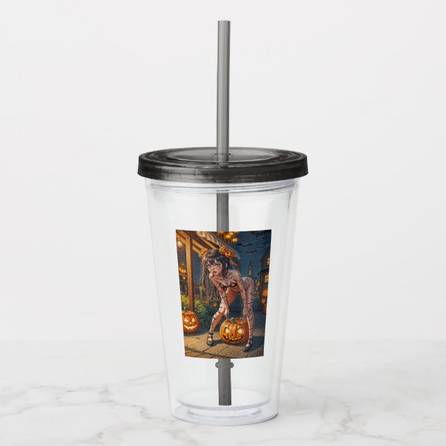 Halloween-monster Jack-o-Lantern & fladdermus-tjej Take Away Mugg (Framsida)