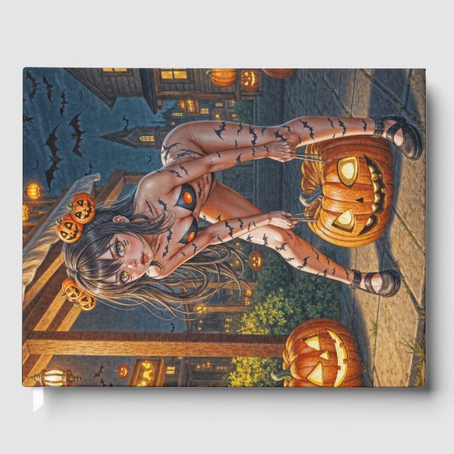 Halloween Monster Jack-o-Lantern & Fladdermus Vixe Gästböcker (Framsida)