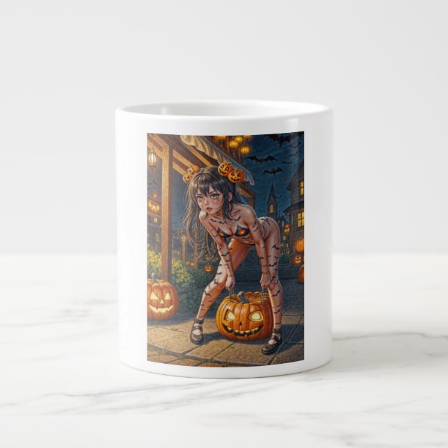 Halloween Monster Jack-o-Lantern & Fladdermus Vixe Jumbo Mugg (Framsidan)