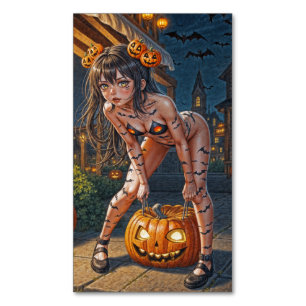 Halloween Monster Jack-o-Lantern & Fladdermus Vixe Magnetiska Visitkort