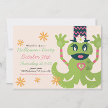 Halloween Monster Kostym Festlig Groovy Inbjudan