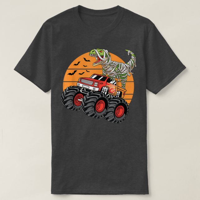 Halloween Monster Lastbil Crash Dinosaur T re re r T Shirt (Design framsida)