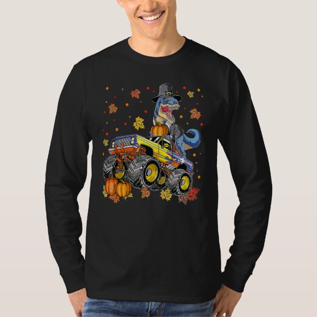 Halloween Monster Lastbil Dinosaur Thanksgiving Tu T Shirt (Framsida)
