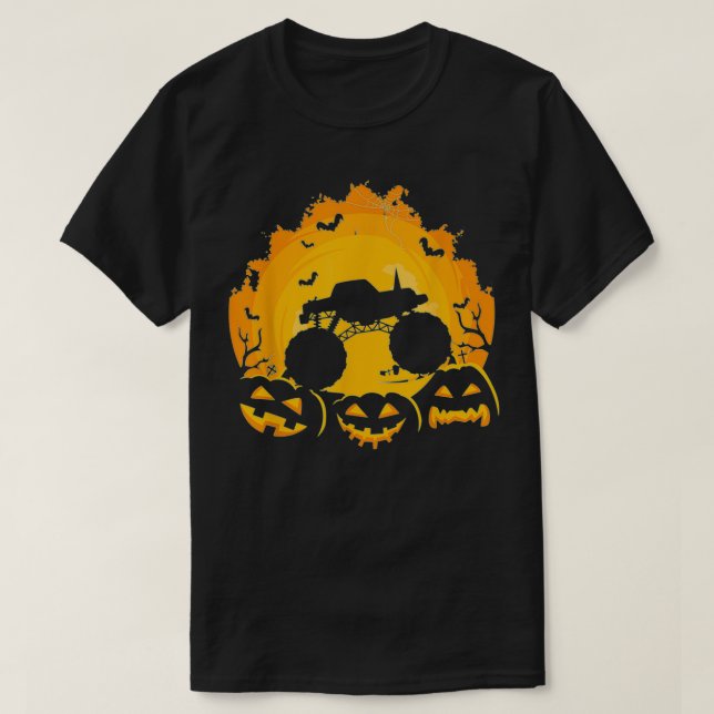 Halloween Monster Lastbil Pumpkin Costume for Boys T Shirt (Design framsida)