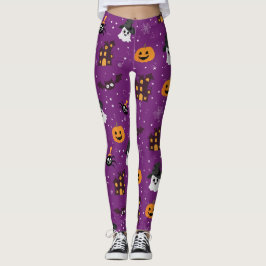 Halloween Mönster Lila Leggings