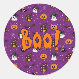 Halloween mönster lila runt klistermärke