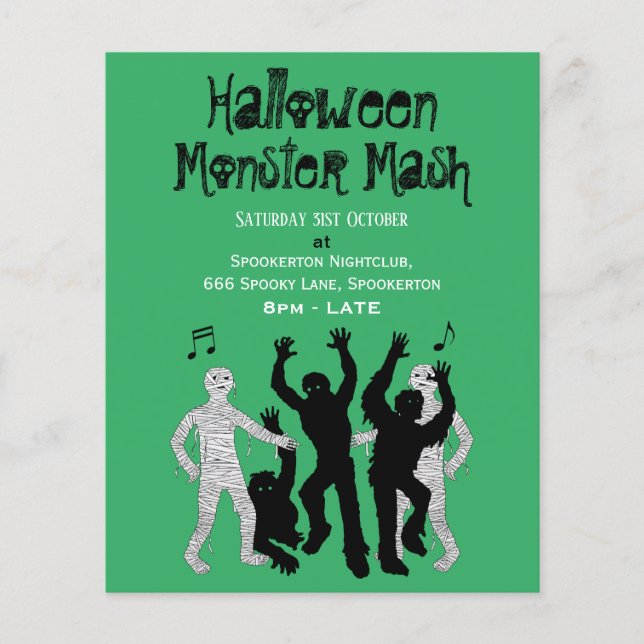 Halloween Monster Mash Dance Party Flygblad (Framsidan)