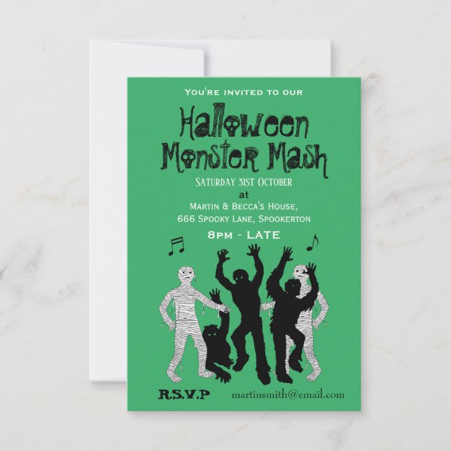 Halloween Monster Mash Dance Party Inbjudningar (Framsida)