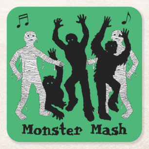 Halloween Monster Mash Dance Party Underlägg Papper Kvadrat