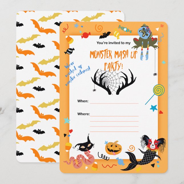 Halloween Monster Mash Up-gruppinbjudningar Inbjudningar (Fram/baksida)