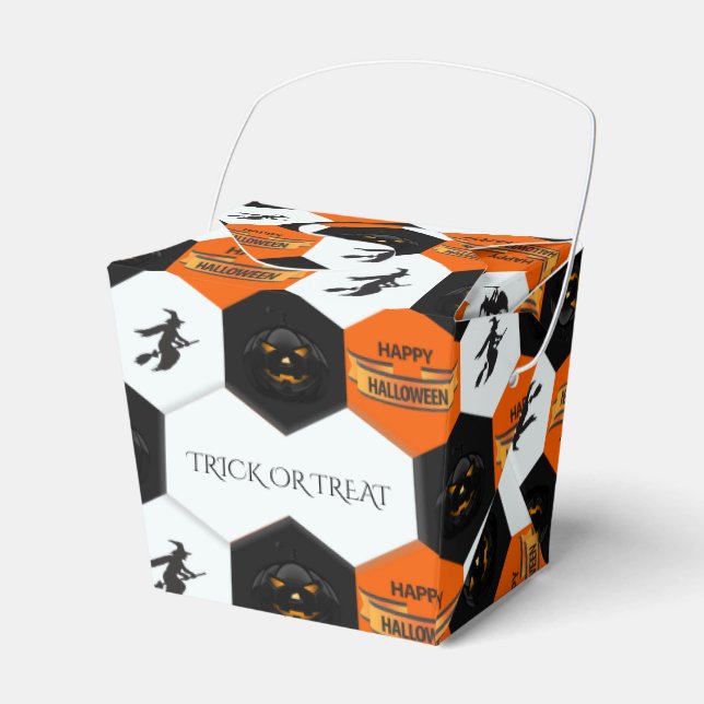 Halloween-mönster med hexagoner för trick eller tr presentaskar (Framsidan Sidan)