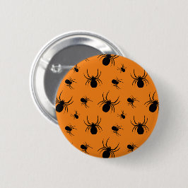 Halloween-mönster med spindlar Svart och Orange Knapp