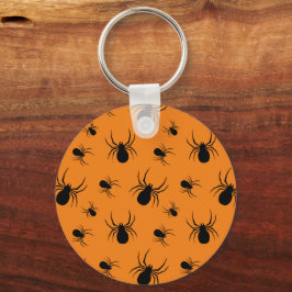 Halloween-mönster med spindlar Svart och Orange Nyckelring
