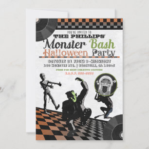 Halloween-monster monster bash-kostymfest inbjudningar
