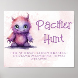 Halloween Monster Nappar Hunt Baby Shower Game Poster