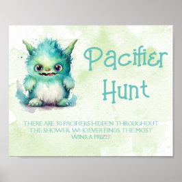 Halloween Monster Nappar Hunt Baby Shower Game Poster