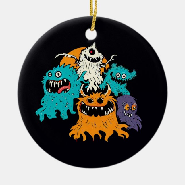 Halloween/Monster/Oktober/Höst  Julgransprydnad Keramik (Framsidan)
