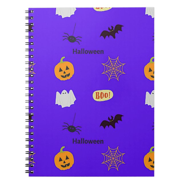Halloween mönster på blå anteckningsbok (Framsidan)