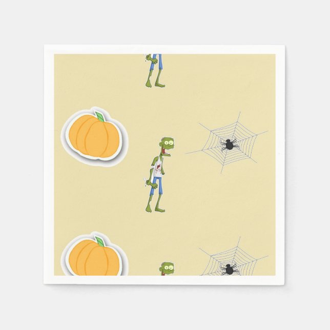 Halloween mönster på grädde pappersservett (Framsidan)