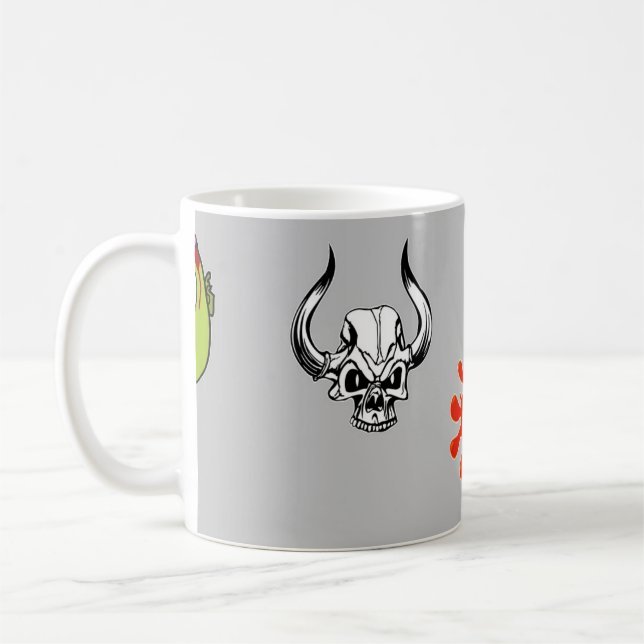 Halloween mönster på grått kaffemugg (Vänster)