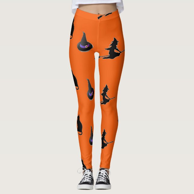 Halloween mönster på orange leggings (Framsida)