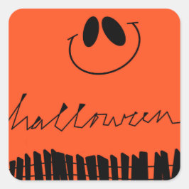 Halloween-mönster på orangen fyrkantigt klistermärke