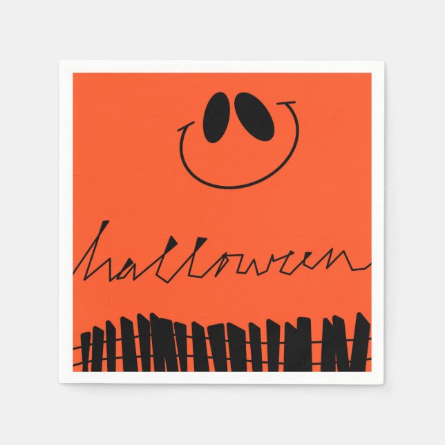 Halloween-mönster på orangen pappersservett (Framsidan)
