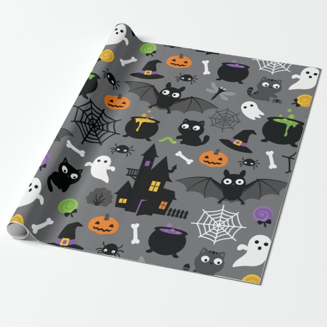 Halloween Mönster Presentpapper (Utrullad)