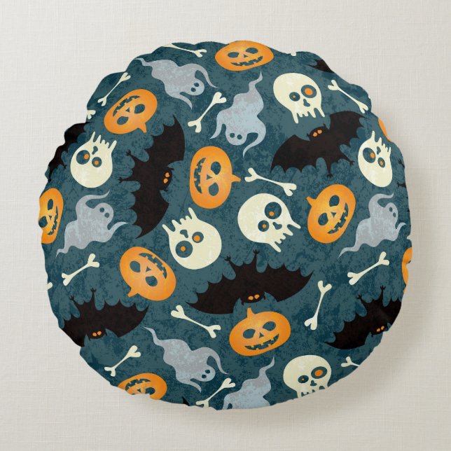 Halloween mönster rund kudde (Framsidan)