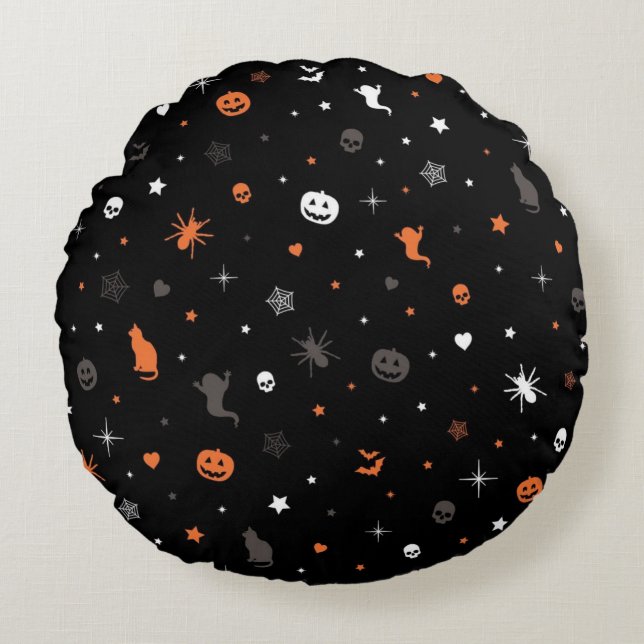 Halloween mönster rund kudde (Framsidan)