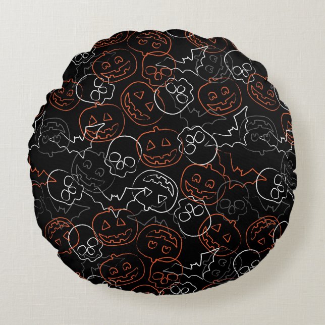 Halloween mönster rund kudde (Framsidan)