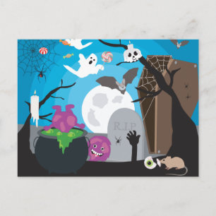 Halloween monster scen vykort